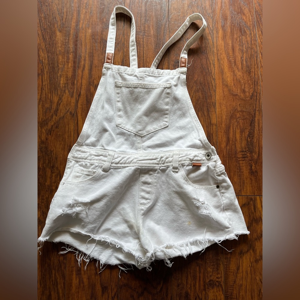 Womens Boutique White Denim Overall Shorts